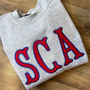 Felpa con applicazione, mascotte, spirito della scuola - ciniglia/tessuto a spugna.