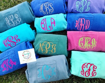 Surprise comfort color pocket tees with monogram
