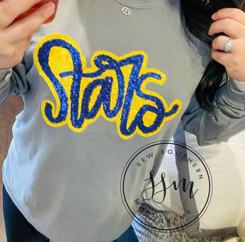 Double Stacked Mascot Teams Applique Sequin Team Colors. Etsy