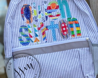 seersucker backpack with pockets