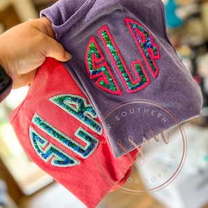 Comfort color unisex tanks- mermaid sequin monogram- swimsuit coverups
