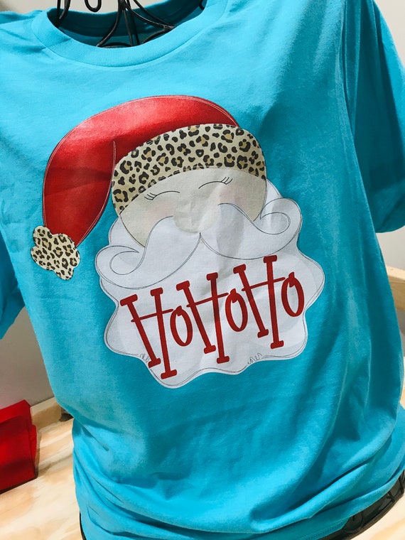 Leopard Santa HO Christmas Tee - Unisex Bella Canvas