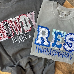 Double Raggy School Spirit tees- new mascot font