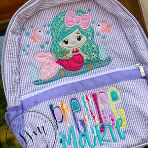 Mermaid- under the sea- Seersucker Backpack, Diaper Bag