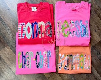 Appliqued Tee-Nana, Mimi, etc- Comfort Colors- new font