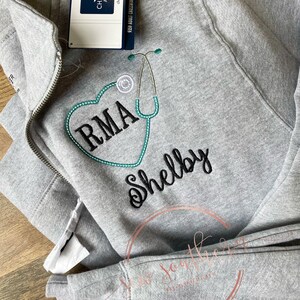 Nurse, stethacope, name Crosswind Pullover- Monogram Pullover