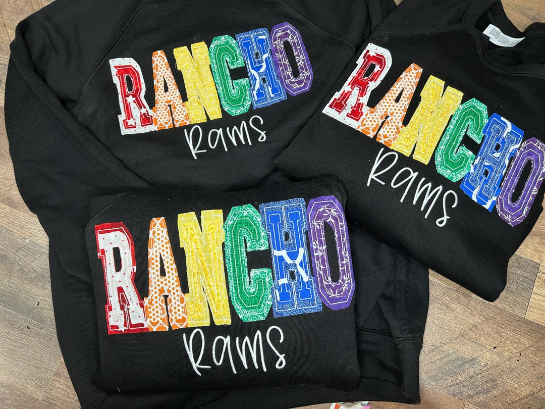 Raggy Appliqued School Spirit Sweatshirt: Primary Colors Mascot - Etsy