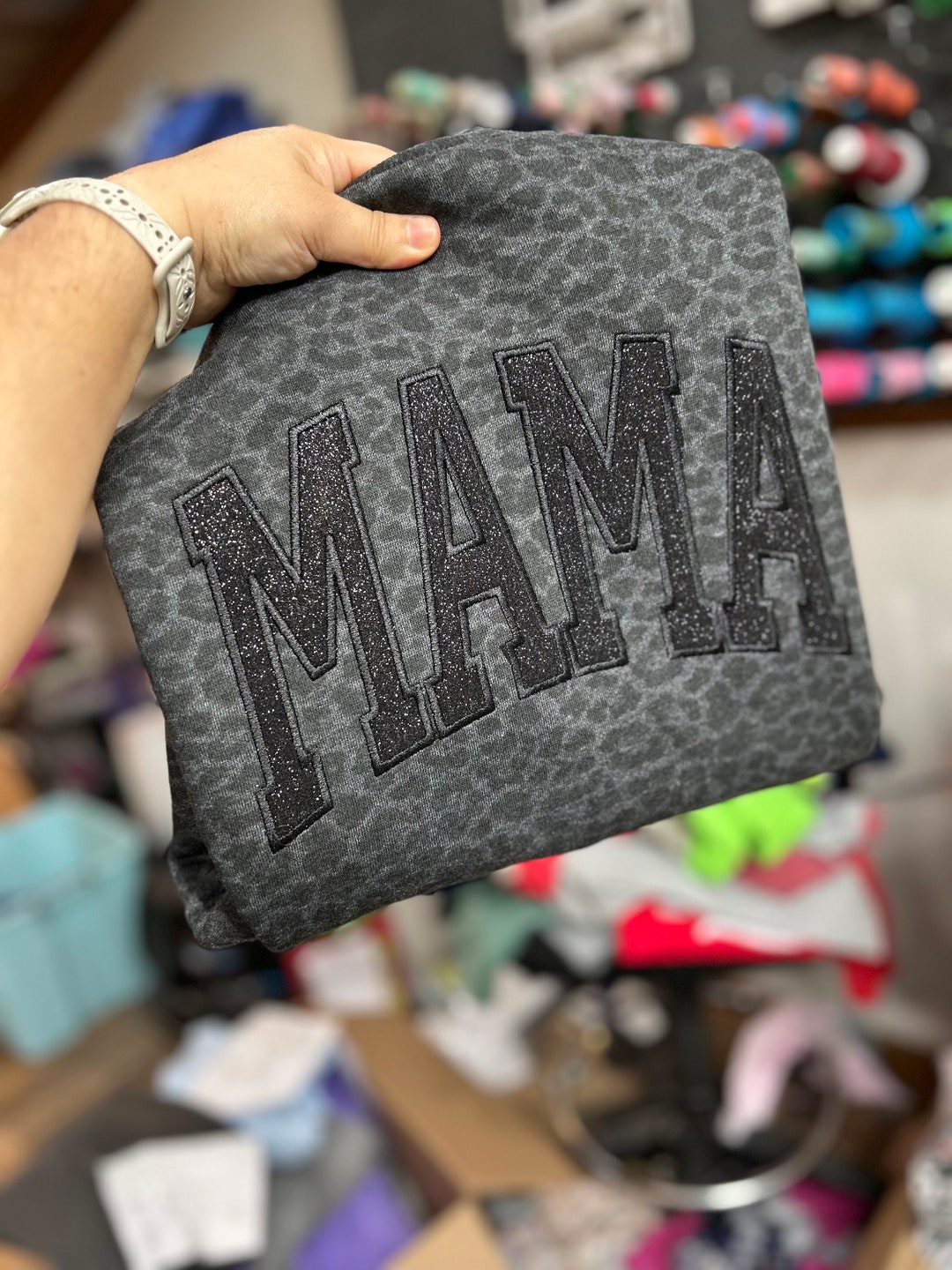 Black Cheetah Crew Sweatshirt With Black Glitter Mama Etsy black-cheetah-crew-sweatshirt-with-black-glitter-mama-etsy