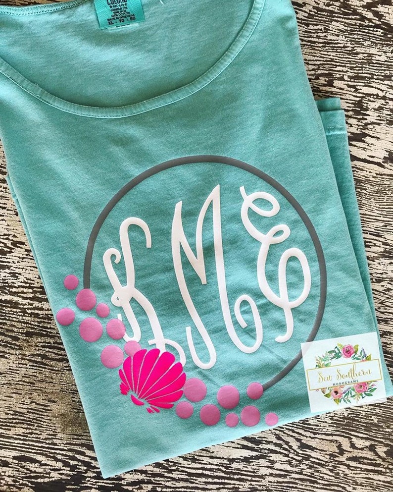 Comfort Color Beach Theme Tank Seashells Monogam Initials Etsy