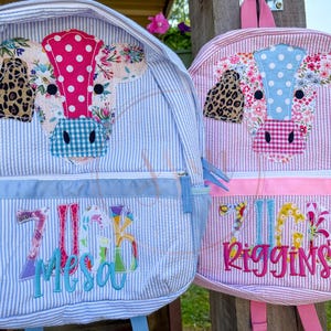 Cow with Tag Seersucker Backpack, Diaper Bag,