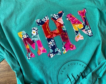 T-shirt à monogramme Raggy Multi Fabric appliqué - Couleurs confort, initiales