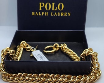小物 Ralph Lauren 90s Gold Wallet Chain Ralph Lauren Polo Gold Chain Toggle Belt/ Necklace | eBay