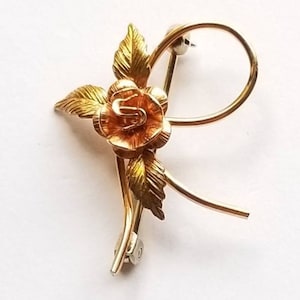 Krementz Gold Rose Brooch / Pin, Vintage Krementz Flower 14K Gold Overlay Brooch