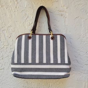 Fossil Sac à main Fossil Lane Striped Grey Satchel Sac à main Sac à main en similicuir marron