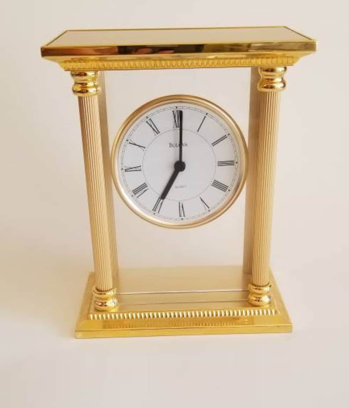 Vintage Bulova Gold Clock Bulova Desk Clock Bulova Vintage Etsy Australia