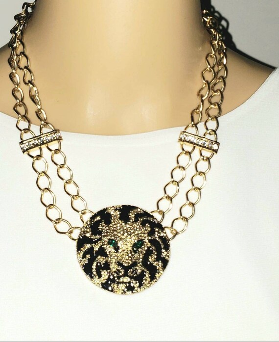 Jaguar Necklace Rose Gold Necklace Sterling Silver Champagne Necklace Champagne Crystals Leopard Necklace