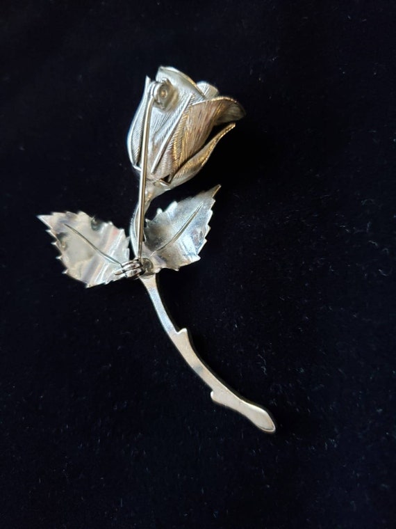 Huge Vintage Metal Flower Brooch Pin, Silver Broo… - image 10