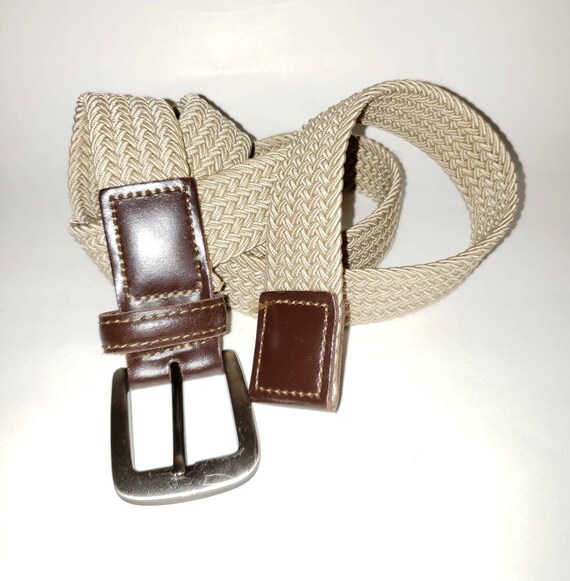 Beige Men’s Belt, Stretch Elastic Braided Belt, B… - image 2