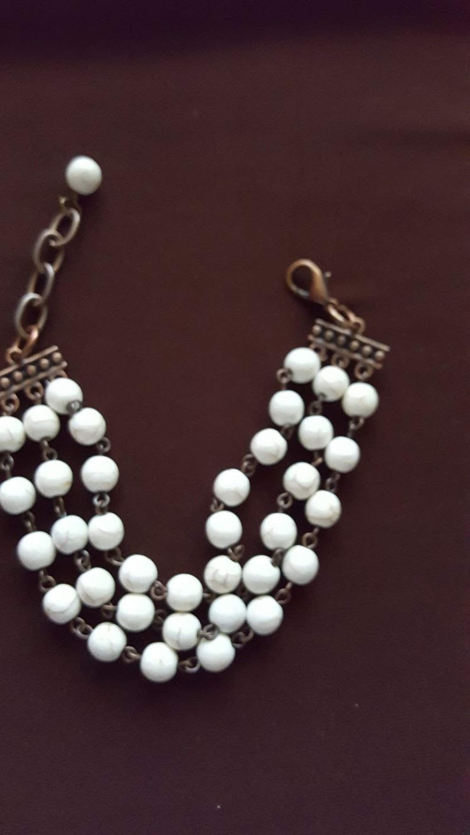 Triple Strand Bracelet Multi Strand Bracelet White Howlite Etsy