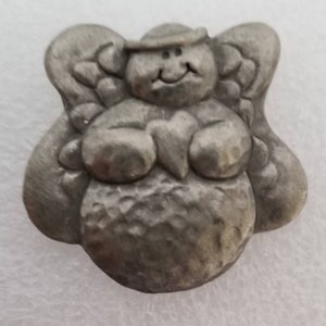 Vintage Silber kleine Engel Brosche, Engel Silber Ton Brosche, Weihnachten Schöne Engel Brosche, Engel Herz Flügel Brosche Pin
