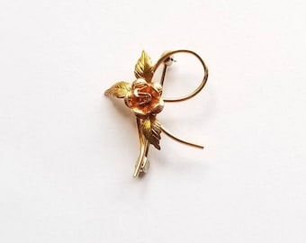 Krementz Gold Rose Brooch / Pin, vintage Krementz Flower 14K Gold Overlay Brooch