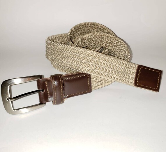 Beige Men’s Belt, Stretch Elastic Braided Belt, B… - image 3