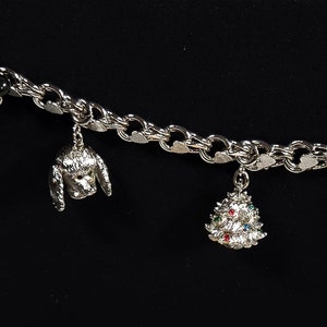 MONET Silver Tone Heart Chain Link Bracelet Two Charms Bracelet