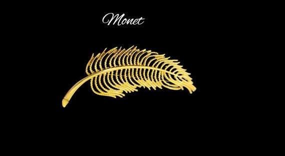 MONET Large Gold Plated Brooch, 1960s Vintage Bro… - image 1