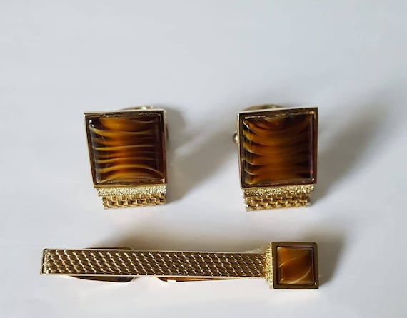 1920’s SWANK Cuff Links and Tie Bar Set, Vintage … - image 2