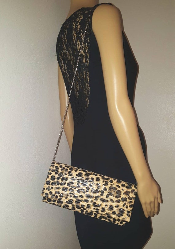 Rectangular Leopard Print Clutch Bag, Evening Bag,