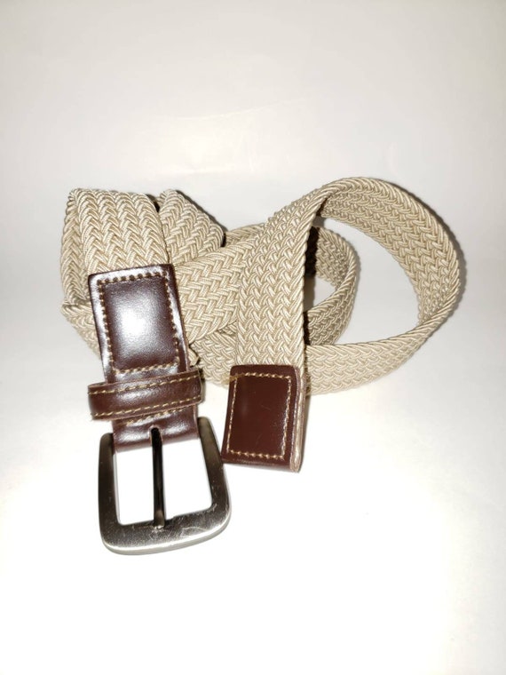 Beige Men’s Belt, Stretch Elastic Braided Belt, B… - image 4