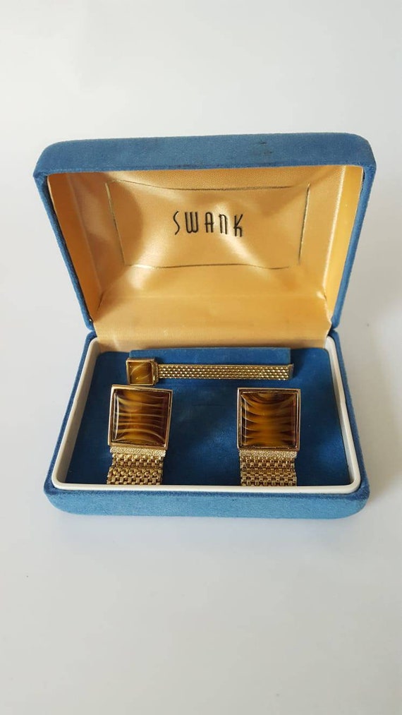 1920’s SWANK Cuff Links and Tie Bar Set, Vintage C