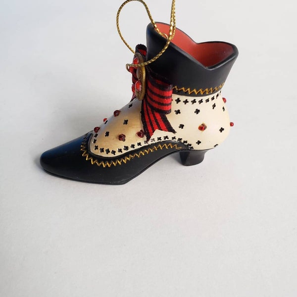 Heirloom Ornaments Shoe, Ashton Drake Miniature Shoe, Victorian Shoe, Ornament Shoe, Shoe Figurine, “Scottish Yuletide”