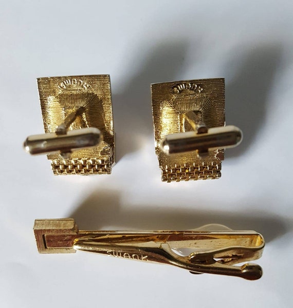 1920’s SWANK Cuff Links and Tie Bar Set, Vintage … - image 3