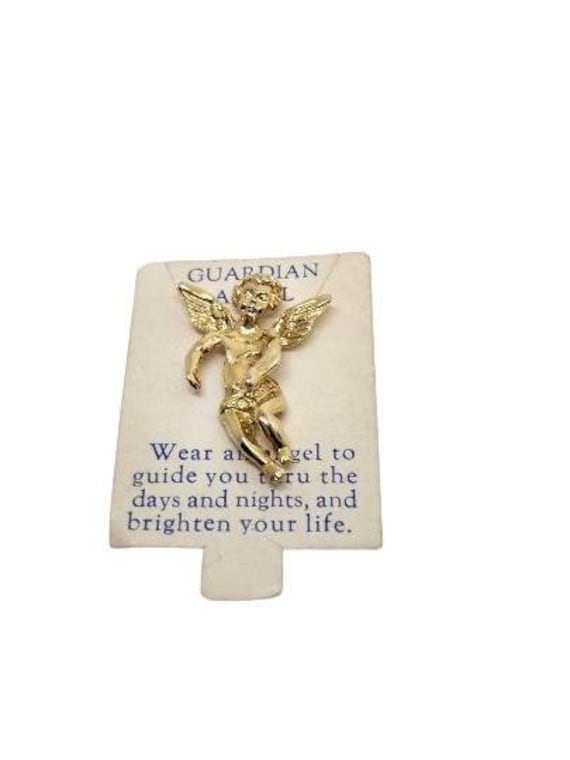 Vintage Guardian Angel Gold Tone Pin, Guardian Angel … Gem