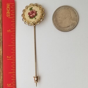 Vintage Crochet Flower Lapel Stick Pin Brooch, Vintage Gold Tone ...