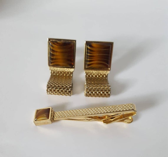 1920’s SWANK Cuff Links and Tie Bar Set, Vintage … - image 7