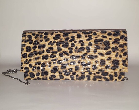 Rectangular Leopard Print Clutch Bag Evening Bag Animal 