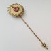 Vintage Crochet Flower Lapel Stick Pin Brooch, Vintage Gold Tone ...