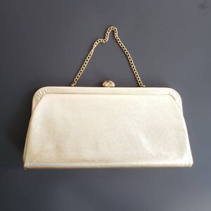 GOLD EVENING PURSE, Vintage Metallic Gold Party Purse, Vintage Gold Metallic Leather Purse  