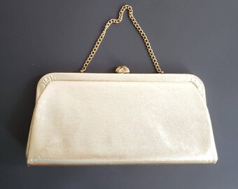 GOLD ABEND GELDBÖRSE, Vintage Metallic Gold Party Geldbörse, Vintage Gold Metallic Leder Geldbörse  