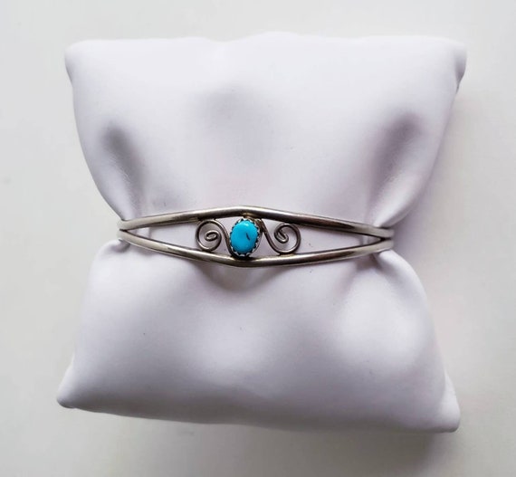 Vintage Sterling Silver Turquoise Cuff Bracelet, Vintage Boho Cuff Bracelet, Sterling Silver Cuff Bracelet