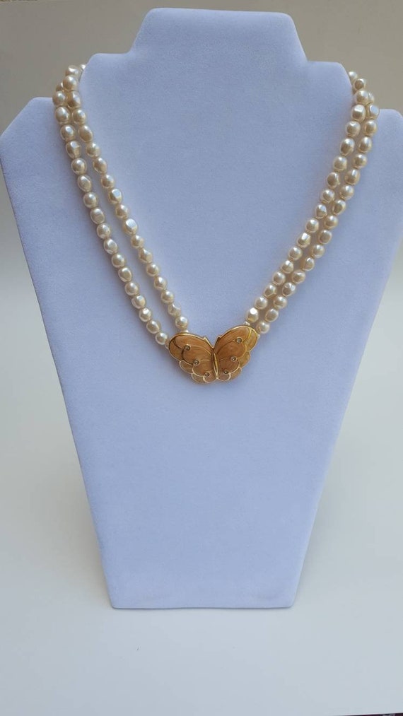 Authentic KJL for AVON Baroque Pearl & Enamel BUT… - image 7