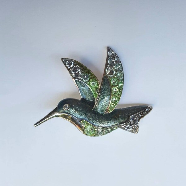 Broche Liz Claiborne LC Hibou Avec Strass Topaze Et Vert Clair - Occasion