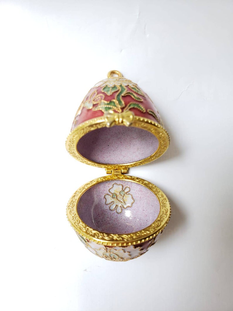 Egg Jewelry Box on Stand Floral Inspired Faberge Red Egg Etsy
