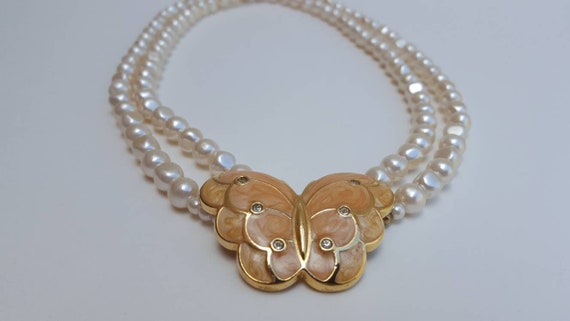 Authentic KJL for AVON Baroque Pearl & Enamel BUT… - image 6