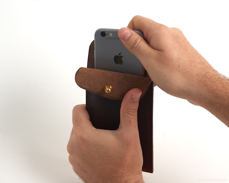 iPhone X Leather Sleeve with Button Closure Case Full Grain Horween Leather
