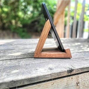 Wooden phone stand, Tablet holder, Rustic Desk Dock For iPhone, iPad or Android, Handmade gift, Natural Wood Tech Accessory, Tech gift