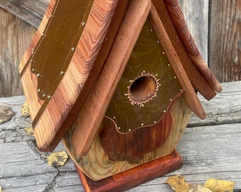 Unique Birdhouse; Holiday Gifts;  Barnwood Handmade Recycled  #4749