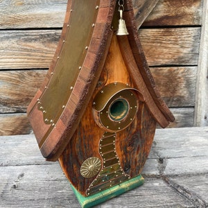 Outdoor Birdhouse Barnwood Teardrop Recycled Handmade Wedding Gift  #1863